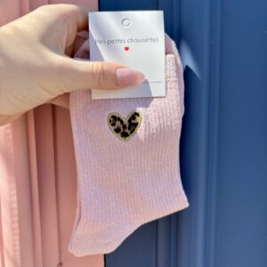 Chaussettes COEUR LEO rose