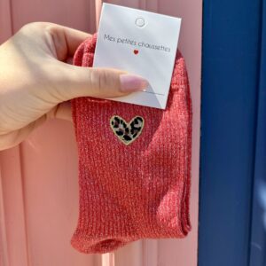 Chaussettes COEUR LEO rouge